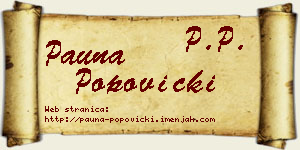 Pauna Popovicki vizit kartica